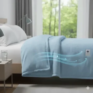 Breathable cooling weighted blanket with bamboo fabric, perfect for hot sleepers in Canada during summer months.