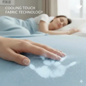 Illustration showing the "cool-to-the-touch" sensation of specialized summer blankets for hot sleepers.