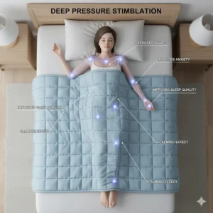 Illustration showing deep pressure stimulation points to help reduce anxiety and improve sleep quality in heat.