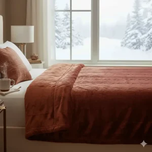 A plush, warm minky-textured washable weighted blanket cover designed for cold Ontario or Quebec winters.