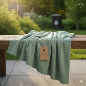 Eco-friendly cooling blanket made from sustainable eucalyptus tencel, popular with environmentally conscious Canadians.