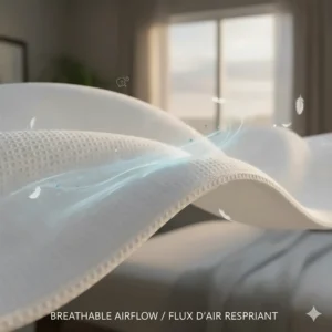 Illustration showing high breathability and airflow through lightweight summer blankets for humid Canadian nights.