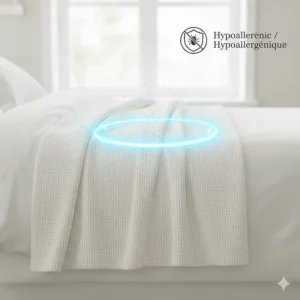 Illustration of bamboo fabric’s natural resistance to allergens, ideal for sensitive skin and Canadian allergies.