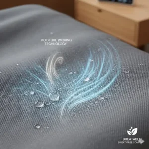 Close-up of breathable fabric technology in Canadian blankets for temperature regulation, designed to keep sleepers dry and cool.