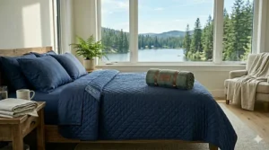 A compact summer blanket for camping trips in Banff or road trips across the Trans-Canada Highway.