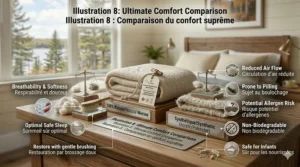 A comparison chart highlighting why hypoallergenic wool blankets are superior to synthetic alternatives for allergy sufferers.