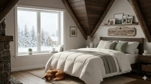 A comparison chart showing the benefits of synthetic hypoallergenic fill versus traditional feathers for allergy sufferers.