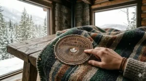 Graphic showing a sustainable blend blanket with a "Made for Canada / Conçu pour le Canada" seal.