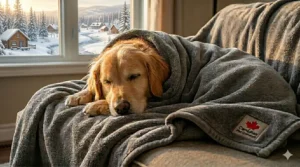 Alt text for image 7: Close-up illustration of breathable, hypoallergenic microfiber blankets for pets designed for sensitive skin.