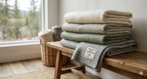 Sustainable organic wool king size blankets in neutral tones, perfect for eco-conscious Canadian shoppers.