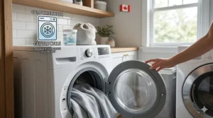 Care icon for a machine-washable cooling queen blanket, highlighting easy maintenance for busy Canadian shoppers.