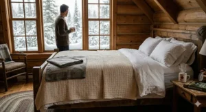 Lightweight, breathable waffle knit cotton bed blanket ideal for Canadian spring and summer seasons.
