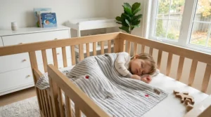 Illustration of a cozy merino wool blanket, rated as one of the best toddler blankets for cold Canadian winters, keeping children warm and insulated.