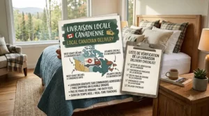 A graphic icon representing fast coast-to-coast shipping across Canada for top-rated bedspreads and home textiles.