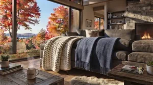 Minimalist, modern sofa throws adding a touch of style to any Canadian home.