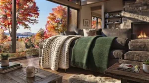 Versatile sofa throws for cool Canadian summer evenings on the patio.
