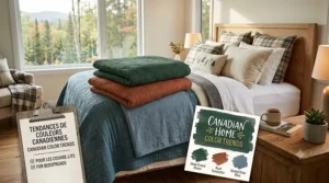 A color palette illustration displaying popular earth tones and neutrals for modern Canadian bedroom decor and bedding.
