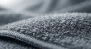 Close-up illustration showing the soft, breathable fabric texture of a premium airline travel blanket.