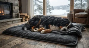 A waterproof pet blanket for large dogs providing cozy warmth during chilly Canadian winter days.