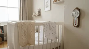 A room thermometer and muslin vs fleece baby blankets for safe nursery temperature regulation